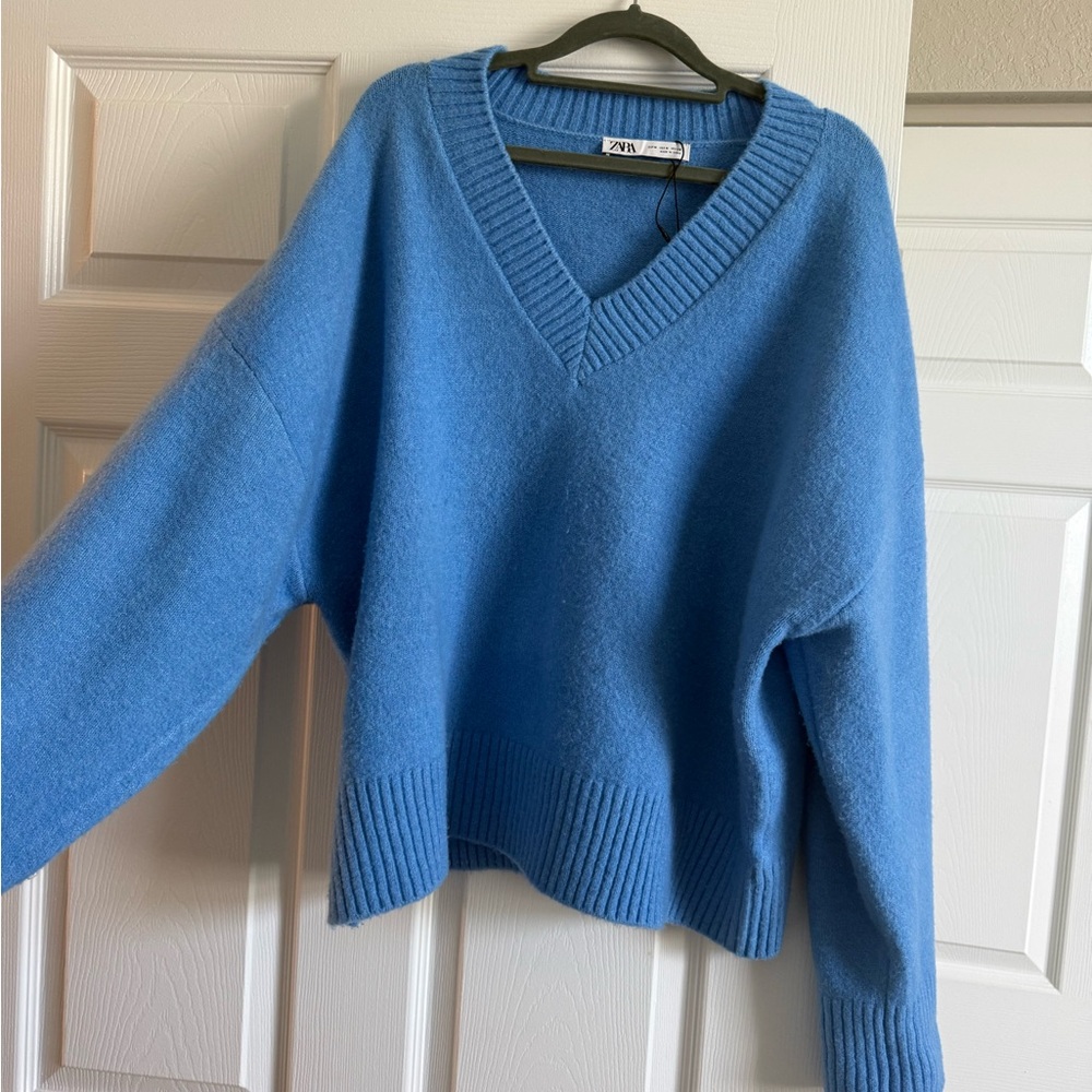 Zara Vibrant Blue V-Neck Sweater